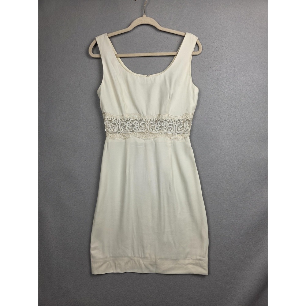 JR Nites by Caliendo Dress Womens 9/10 Ivory Sheath Lace Waist Cocktail‎ USA